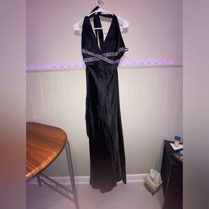 Black dress with silver beading and sequins.